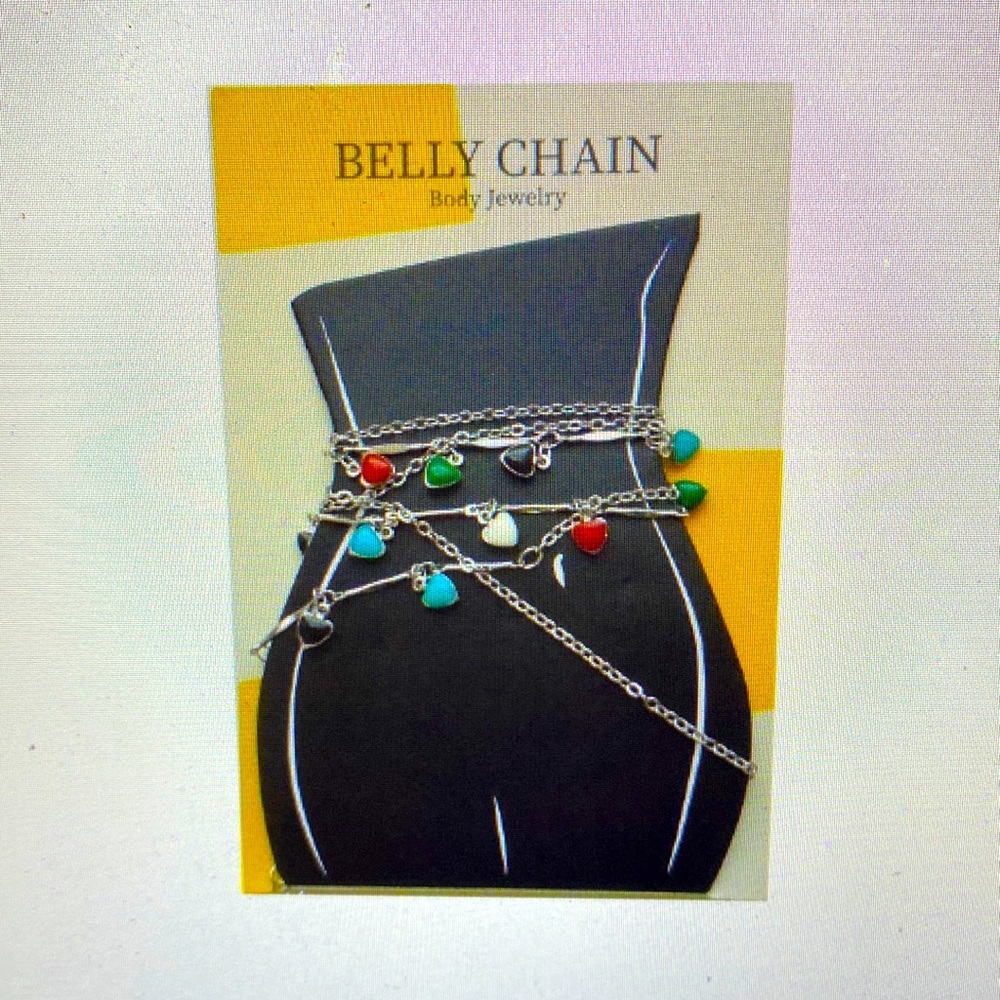 Belly Chain Body Jewelry silver hearts belly chain